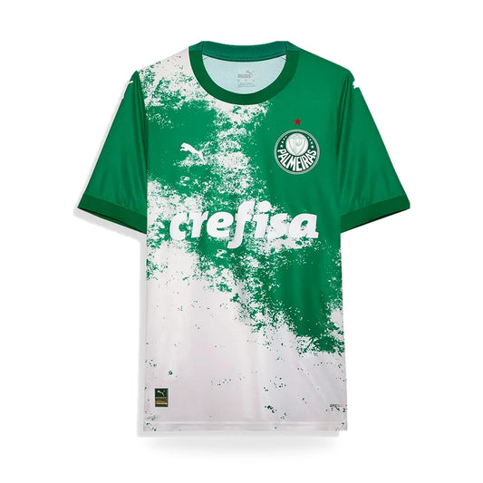 Camiseta Palmeiras edición limitada versión jugador, verde y blanca, sobre fondo blanco
